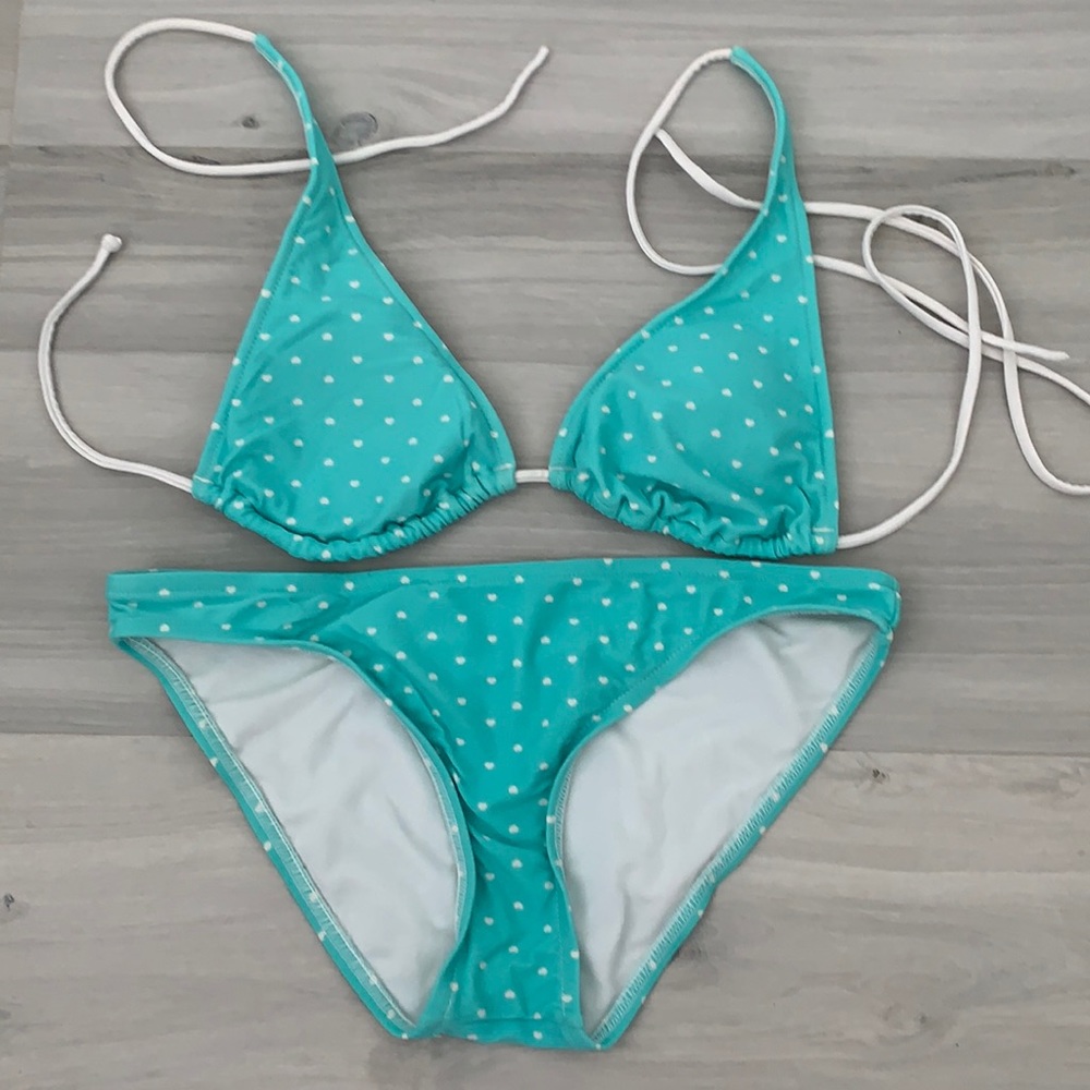 Swimming Suit Blue with White Hearts